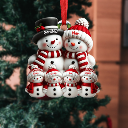Christmas Tree Decoration - Personalised Family Snowmen with Names