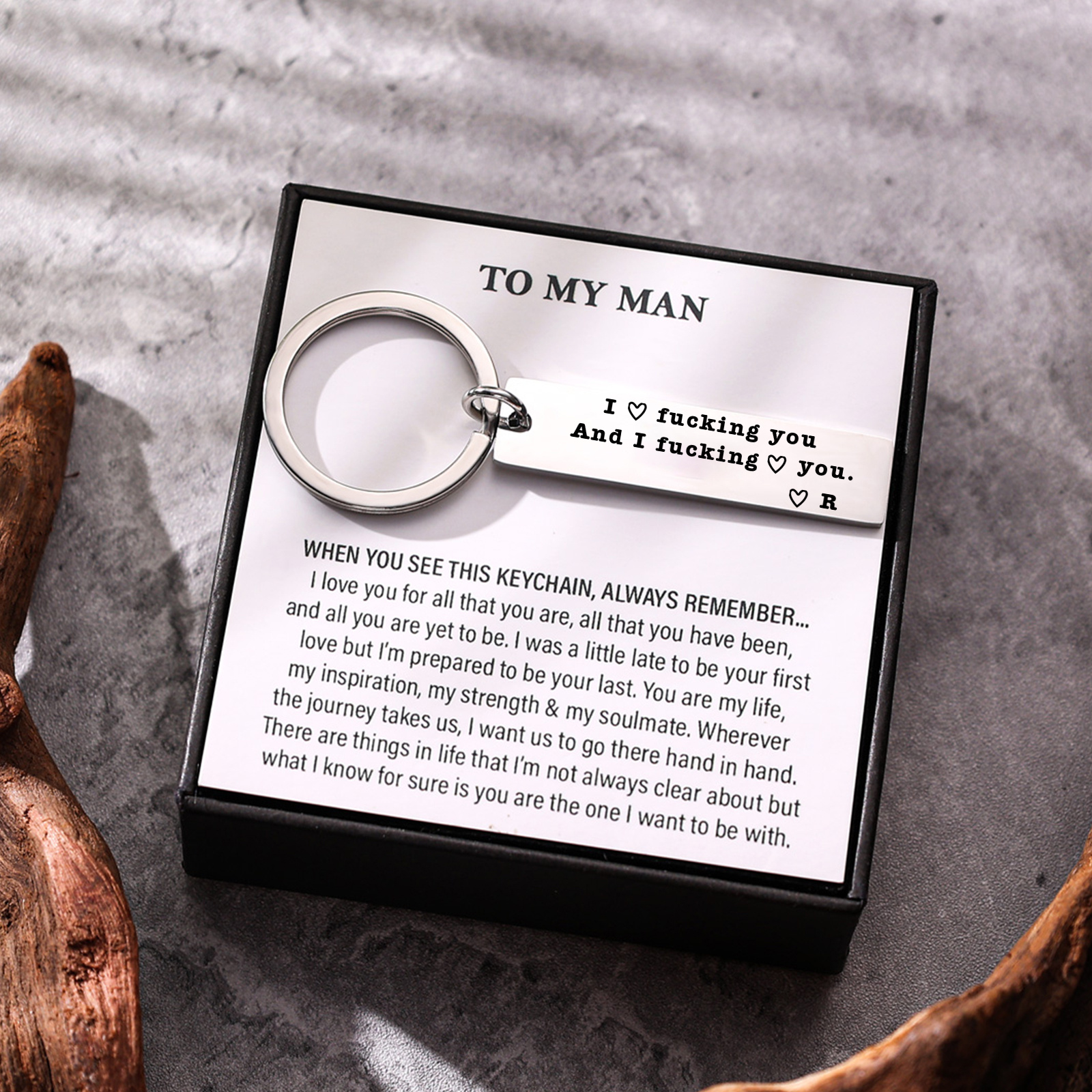 Personalised Letter Love Quote Keyring Gift I Love F❤cking You and I F❤cking Love You Key Ring for Couple