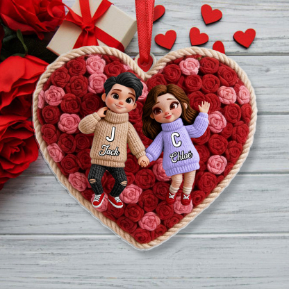 Personalised Heart Keyring or Hanging Decoration with Names for Couple