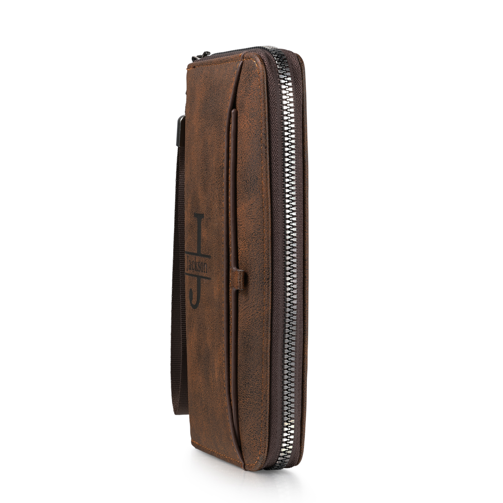 Personalised men's vintage-style wallet – engraved photo and name