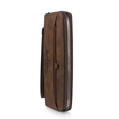 Personalised men's vintage-style wallet – engraved photo and name