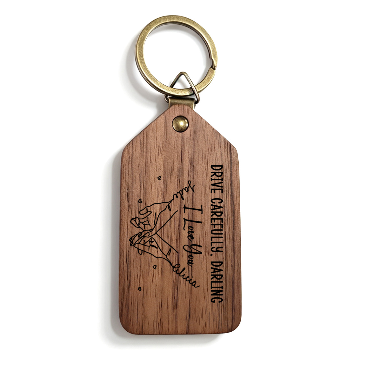 Personalised Wooden Pinky Promise Photo Keyring