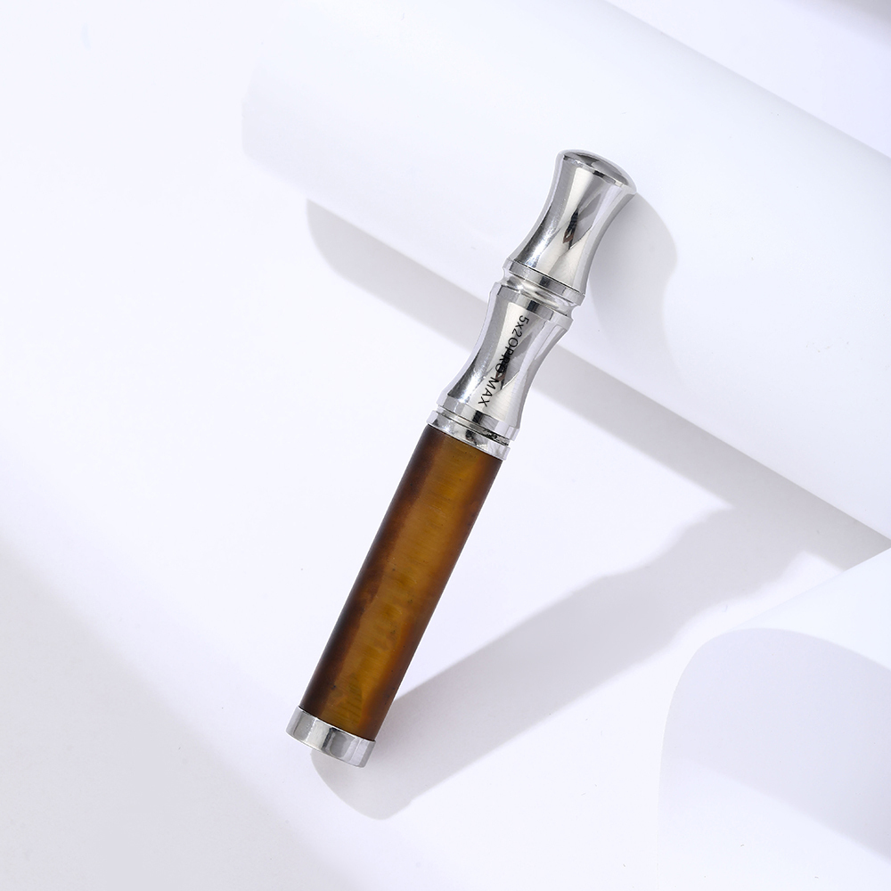 Tiger’s Eye Stone Breathing Necklace, Steel Accents