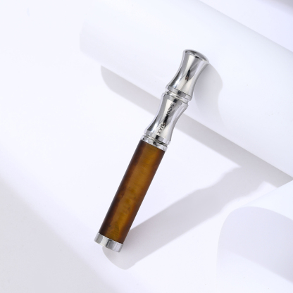 Tiger’s Eye Stone Breathing Necklace, Steel Accents