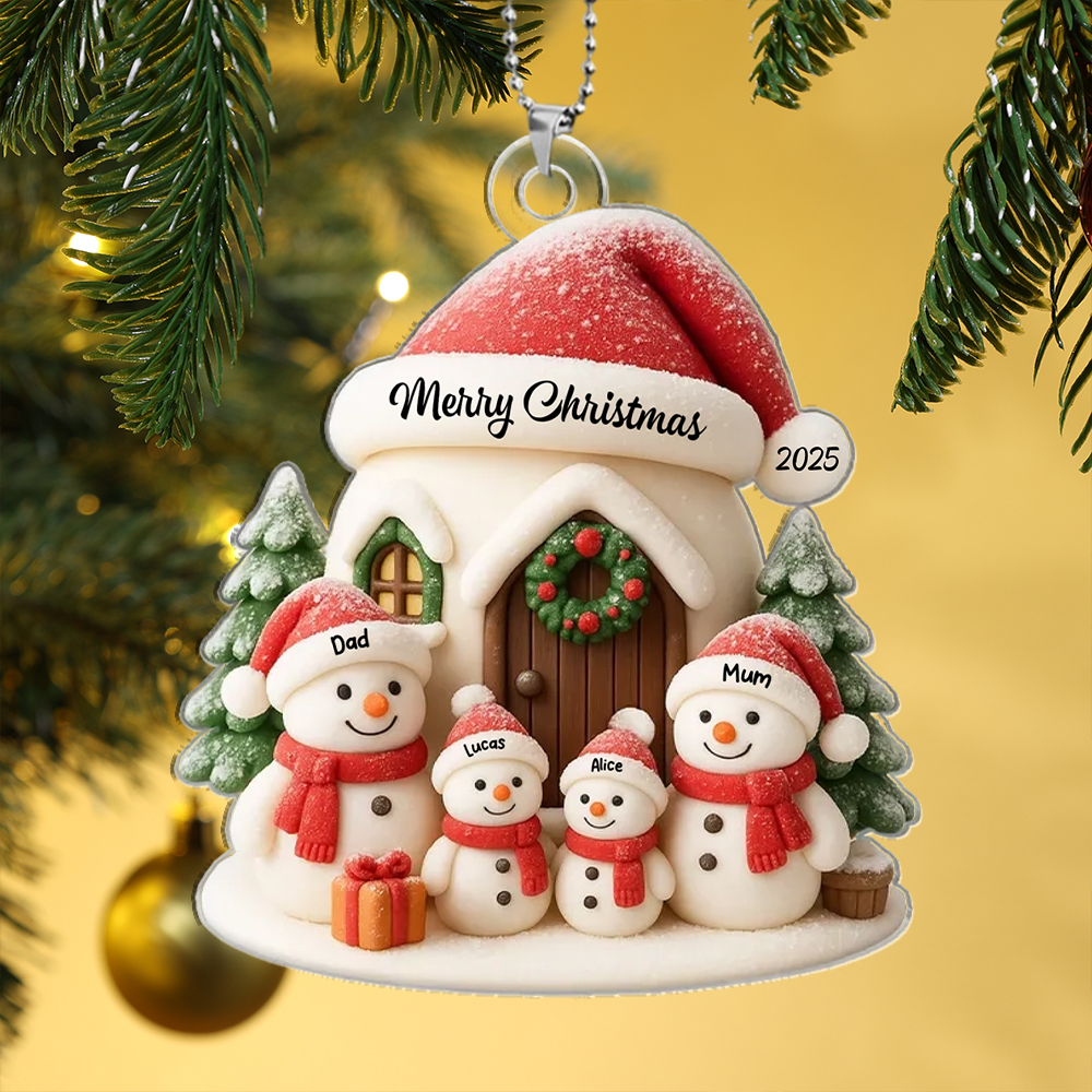 Personalised Christmas Tree Decoration Snowman Family
