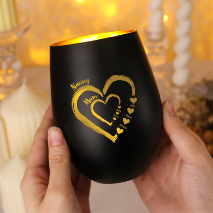 Personalised Glass Candle Holder with 2–18 Names for Nan or Mum (candle not included)