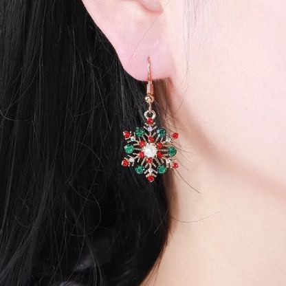 Christmas Snowflake Dangle Earrings Necklace Set Festive Holiday Gift for Women-Jessemade AU