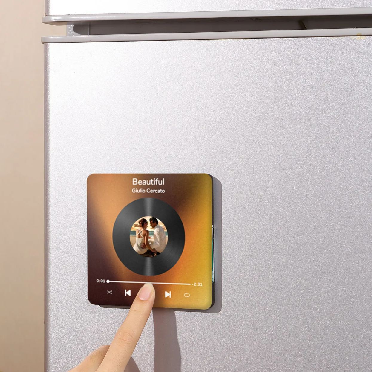 [Copy]Personalised Photo Album Fridge Magnet Wall Photo Sticker Music Movement Music Fridge Magnet Without Cell Phone Custom Photo & Music Gift