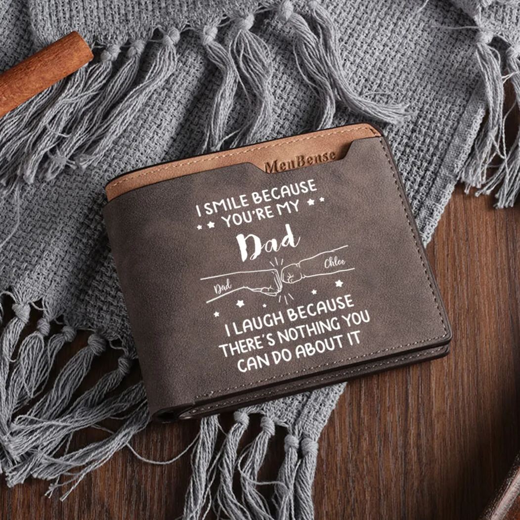 Custom Father & Child Wallet – Personalised “Daddy’s Team” with Names Leather Wallet | Jessemade