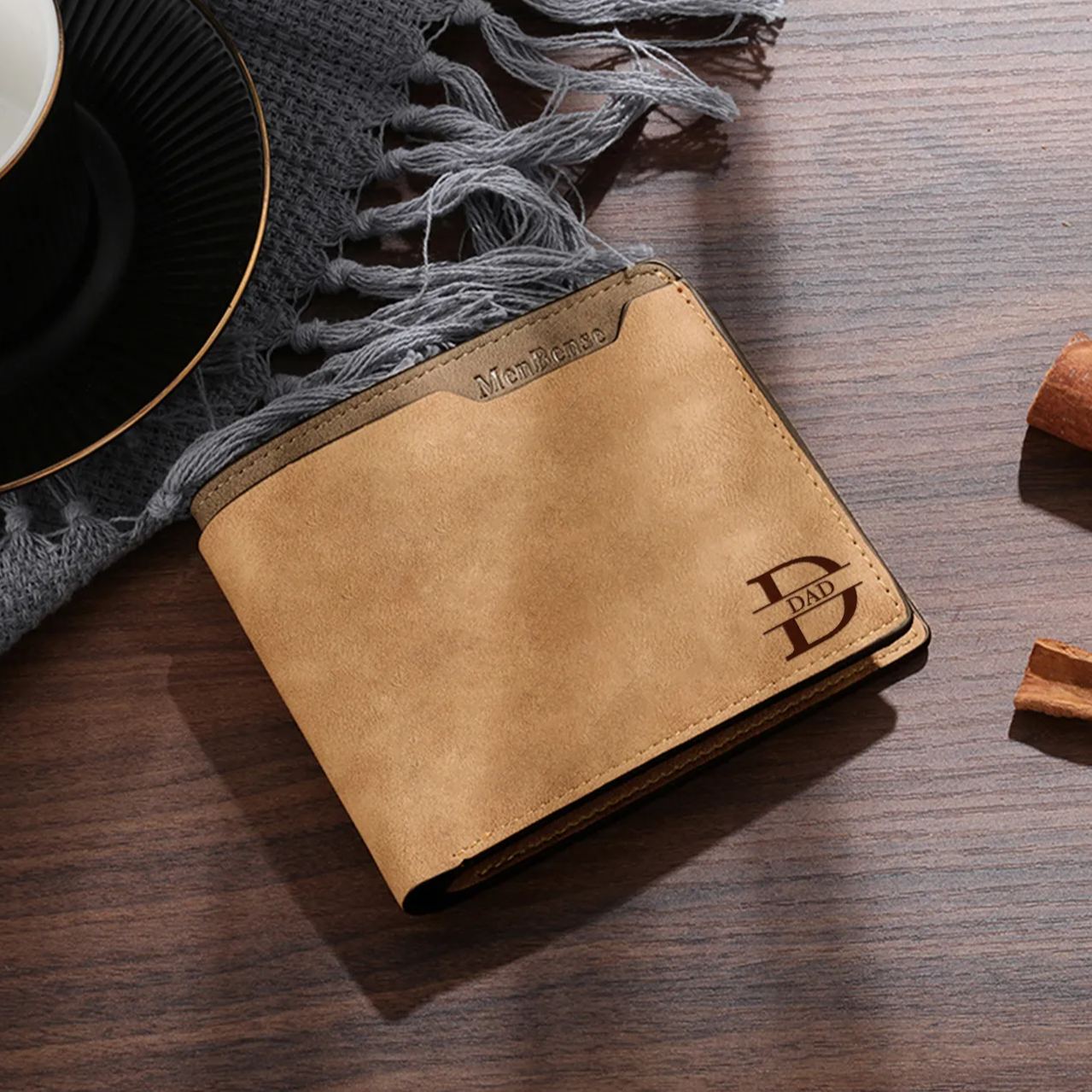 Personalised Dad Fist Wallet – “I Smile Because You’re My Dad” – Custom Engraved Message & Names | Jessemade