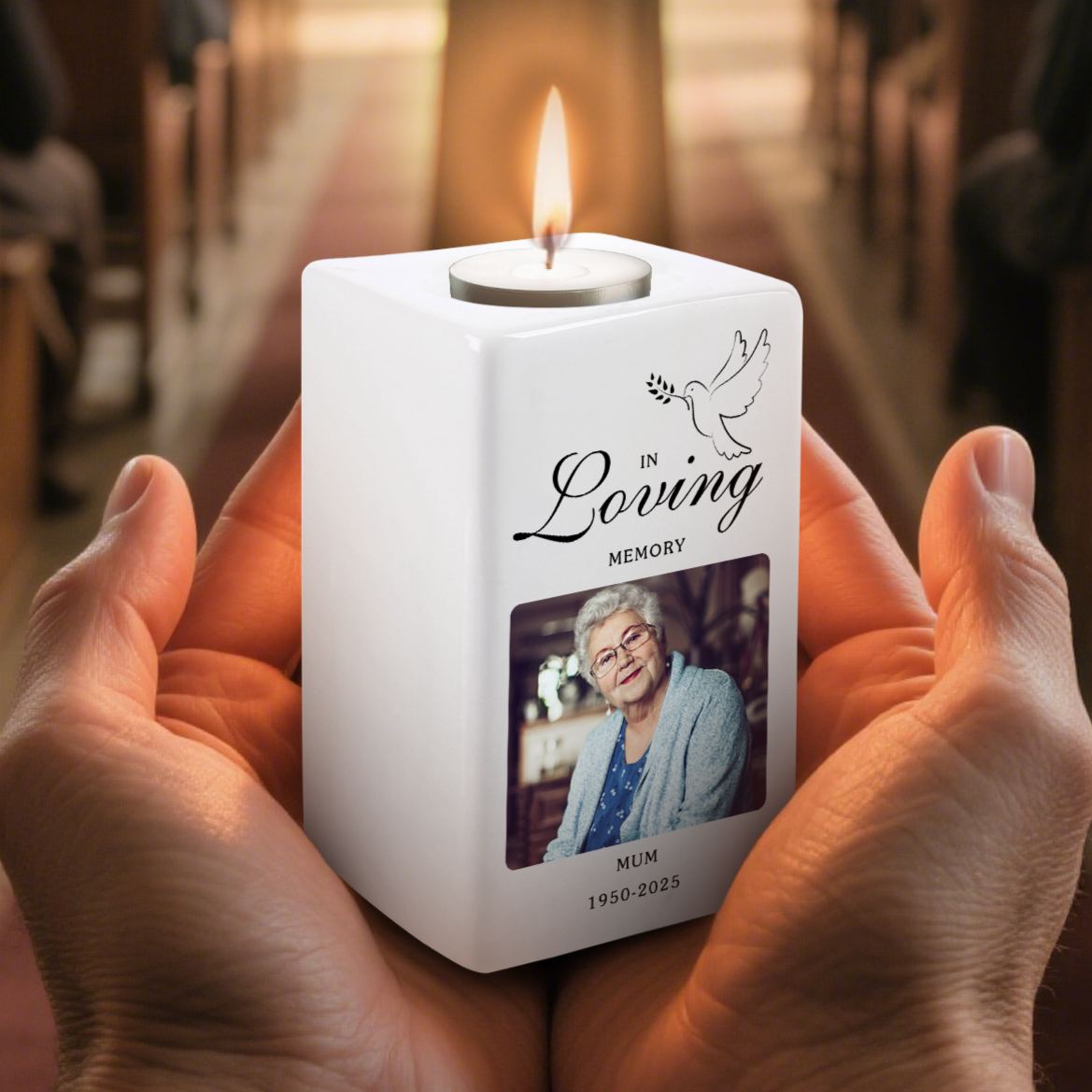 Personalised Photo Memorial Candle Holder - Custom Name & Dates Memorial Gift | Jessemade