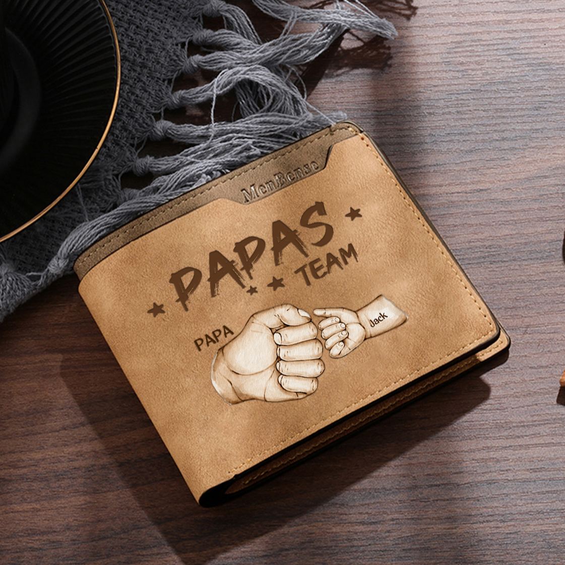 2 Names Personalised Papa's Team Wallet – Custom Father's Day Gift for Dad | Jessemade