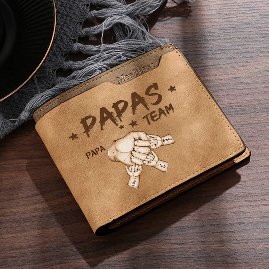 4 Names Personalised Papa's Team Wallet – Custom Father's Day Gift for Dad | Jessemade