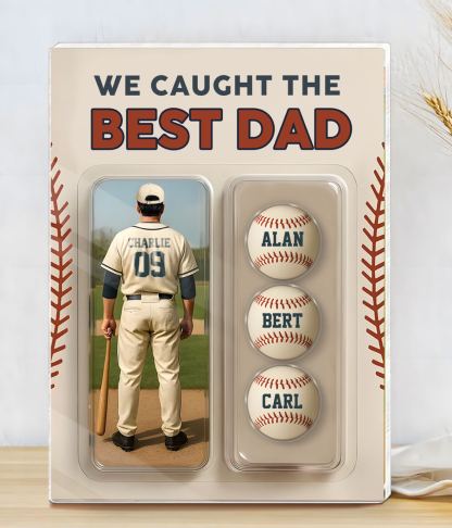 4 Names Personalised Baseball Dad Display Plaque – Custom Father's Day Gift | Jessemade