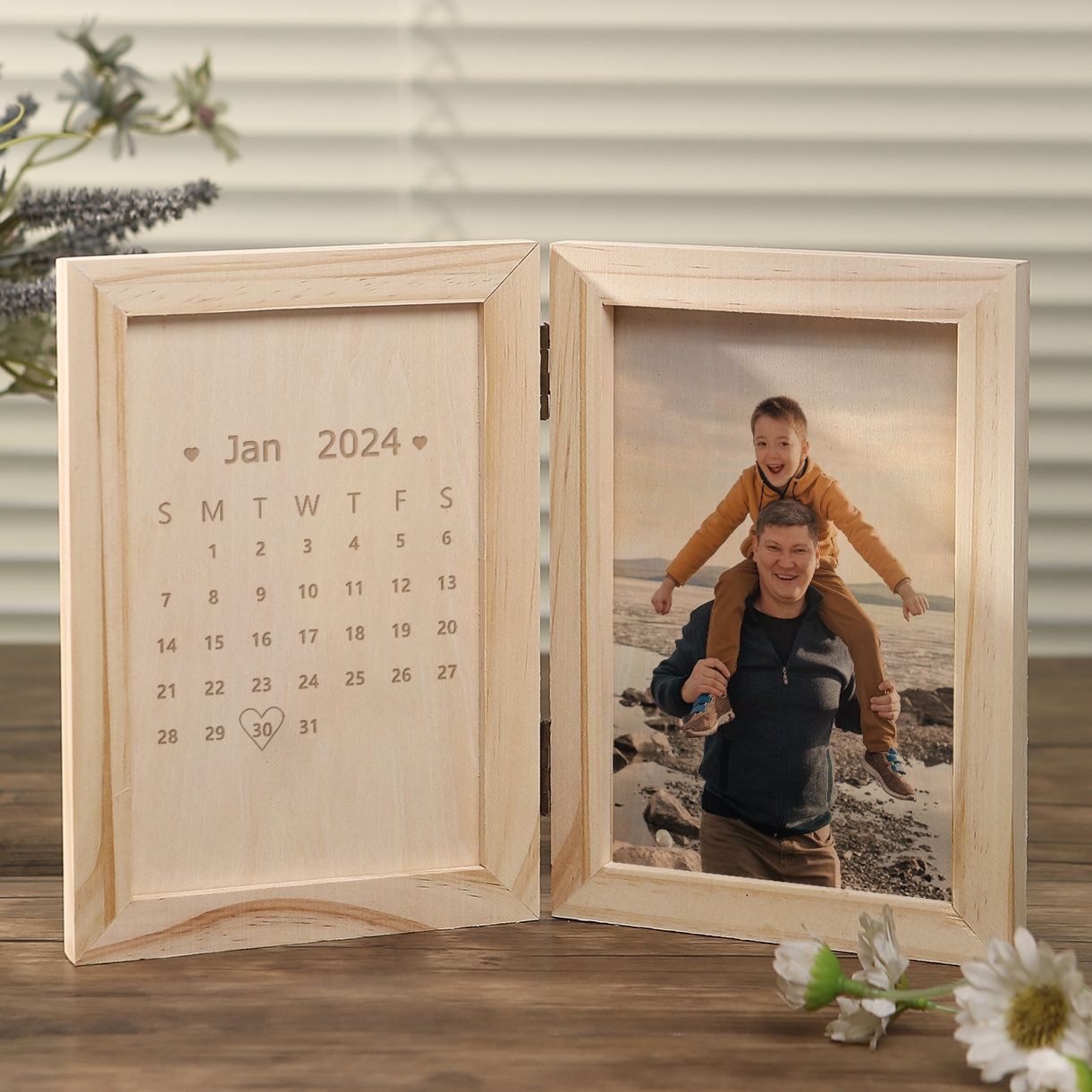 6 Names Personalised Wooden Frame with Photo and Date - Father’s Day Gift | Jessemade
