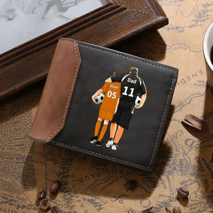 [Copy]Best Dad Ever - Custom 6 Names & 1 Text Billfold Wallet Personalised Fist Bump Men's Leather Wallet