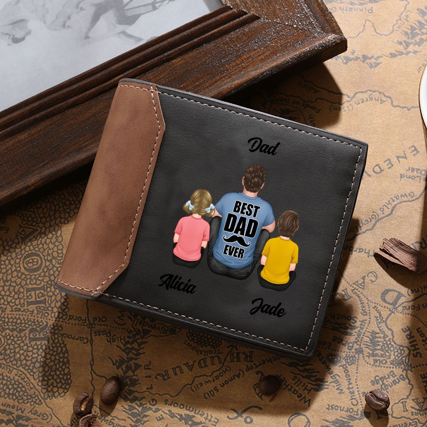 [Copy]Personalised Wallet for Dad – Customised with 1-6 Names, Practical Gift for Him | Jessemade