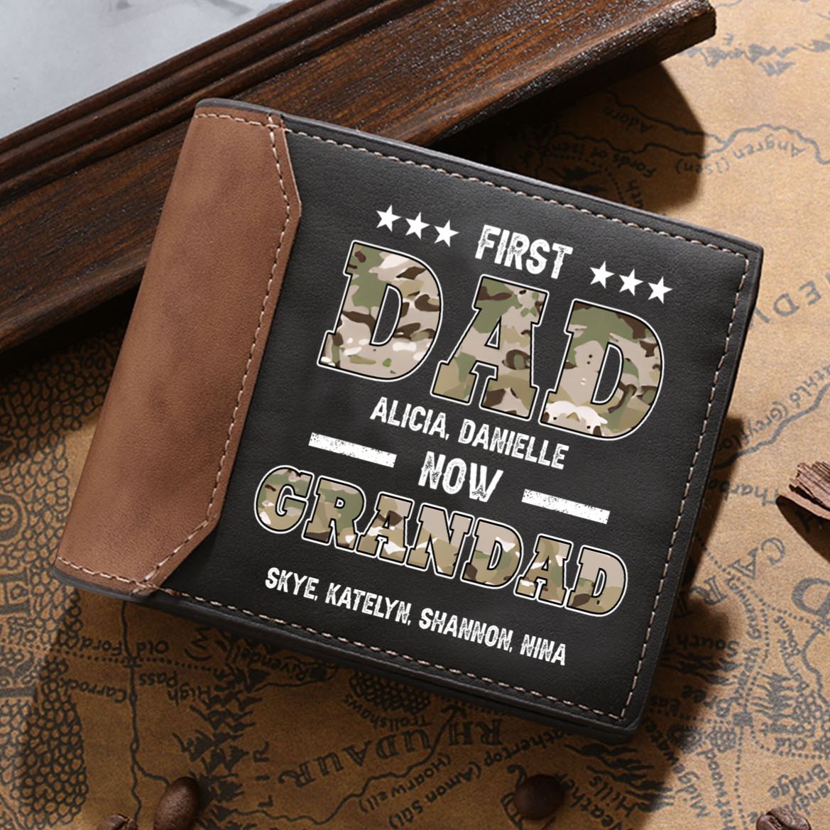 [Copy]Personalised Wallet for Dad – Custom with 2-5 Names, Title & Letter | Jessemade