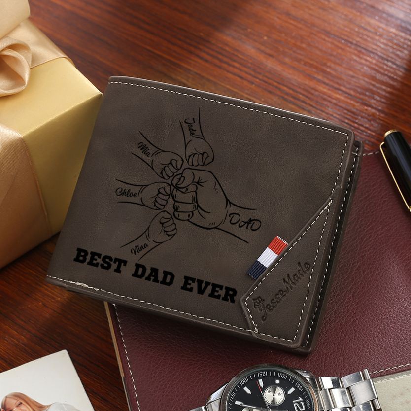 [Copy]Personalised Wallet for Dad – Custom Engraved with 2 Names | Jessemade