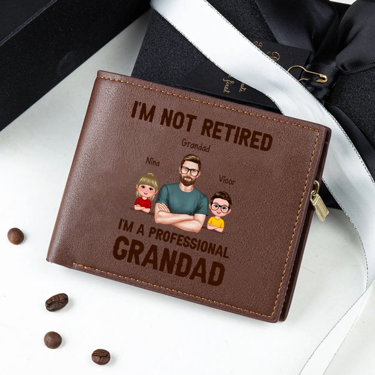 Personalised PU leather wallet, "I'm a professional grandad"