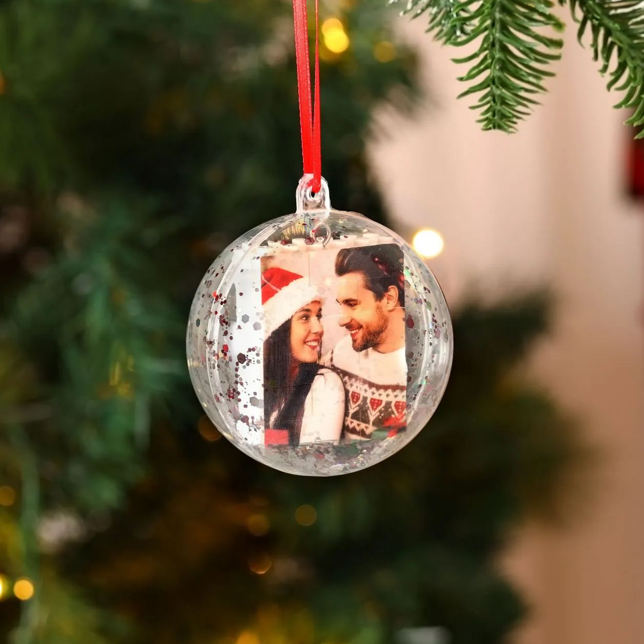 Personalised Photo Mini Puzzle Christmas Bauble Ornament