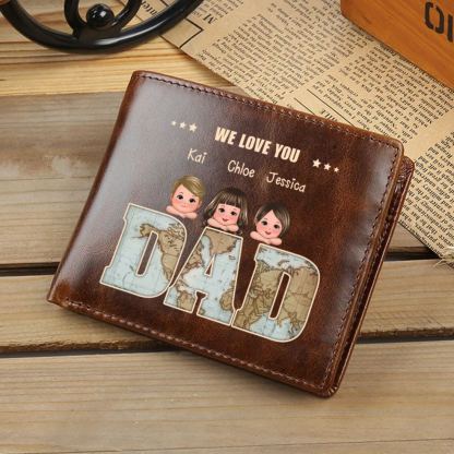 Personalised genuine leather wallet, vintage style, gift for Dad/Grandad