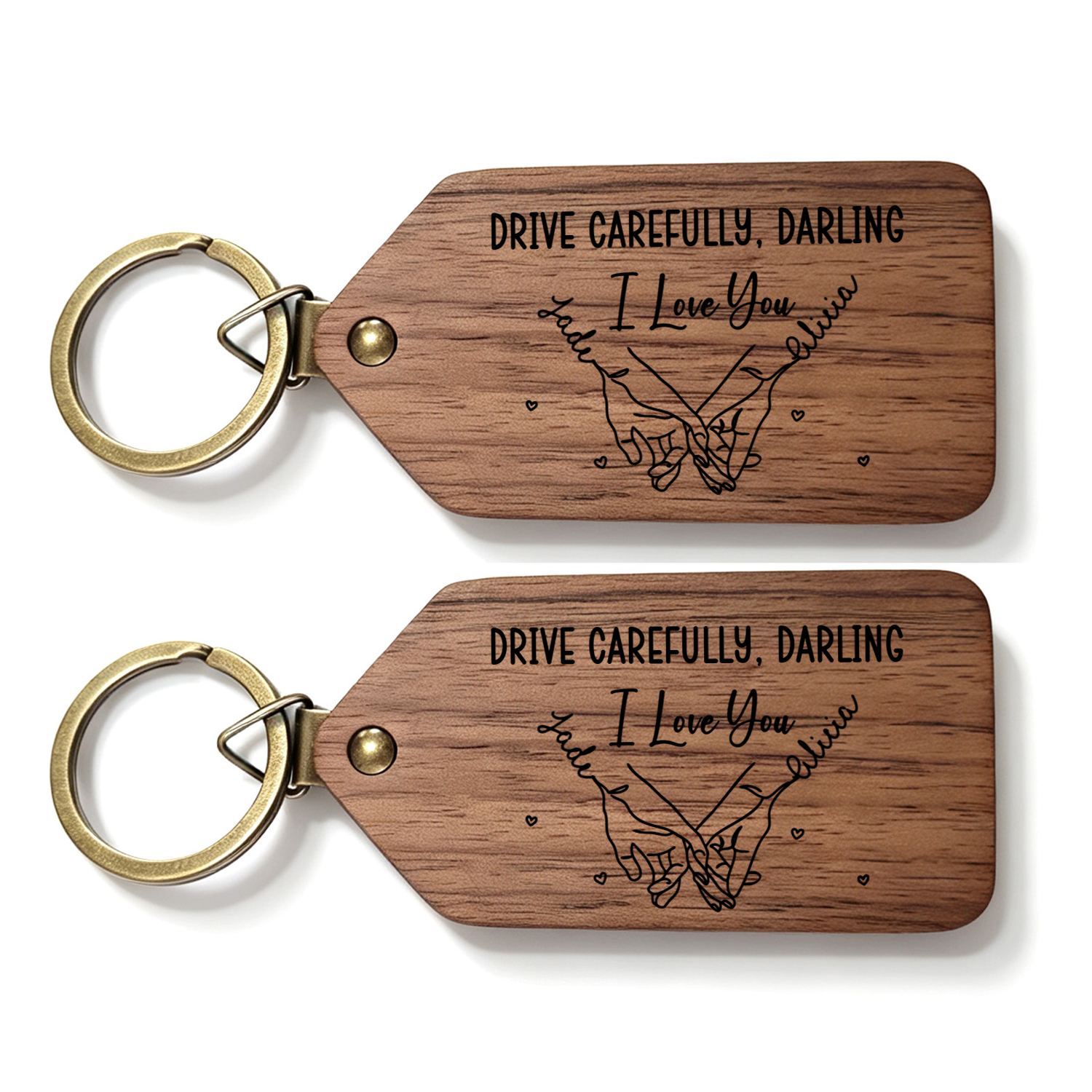 Personalised Wooden Pinky Promise Photo Keyring