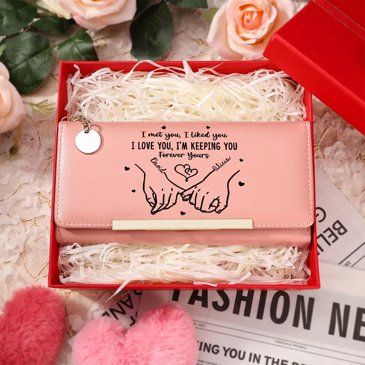 Personalised Women’s Wallet with Love Message, Pinky Promise Purse