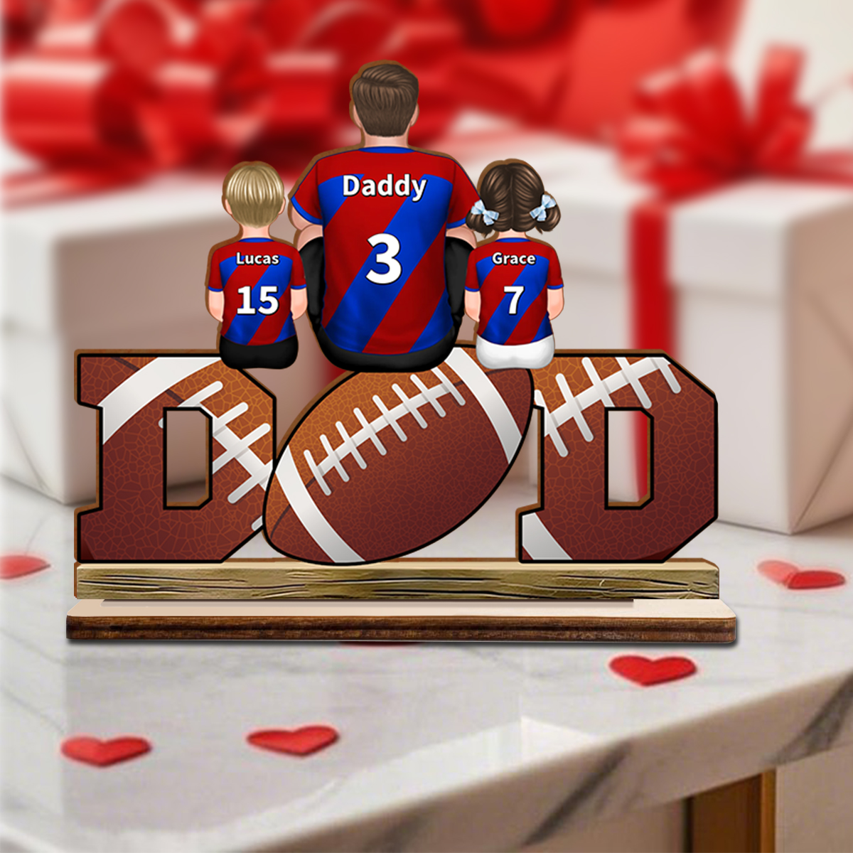 Personalised DAD Footy Wooden Plaque, Family Jerseys