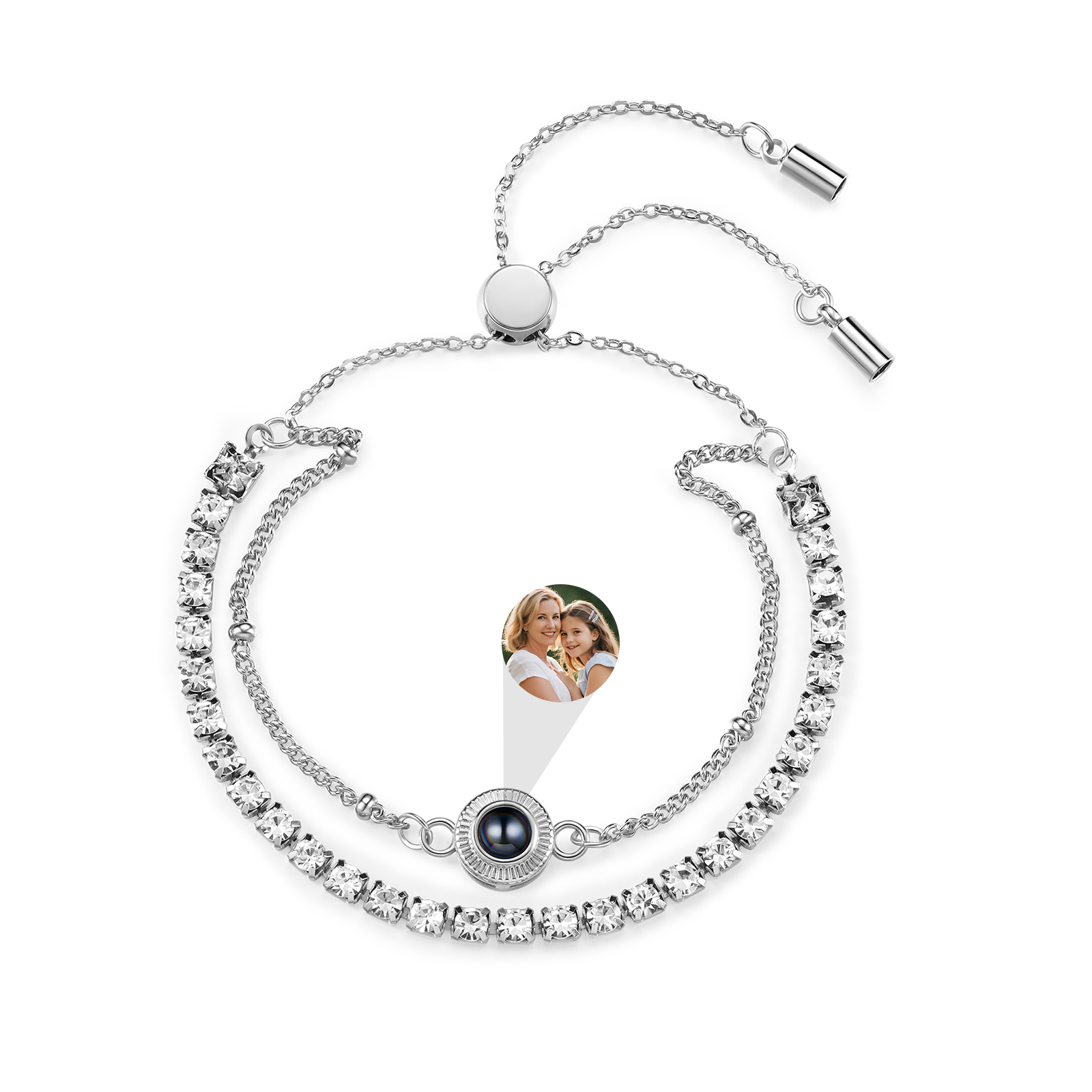 Personalised Photo Projection Double Layer Tennis Bracelet