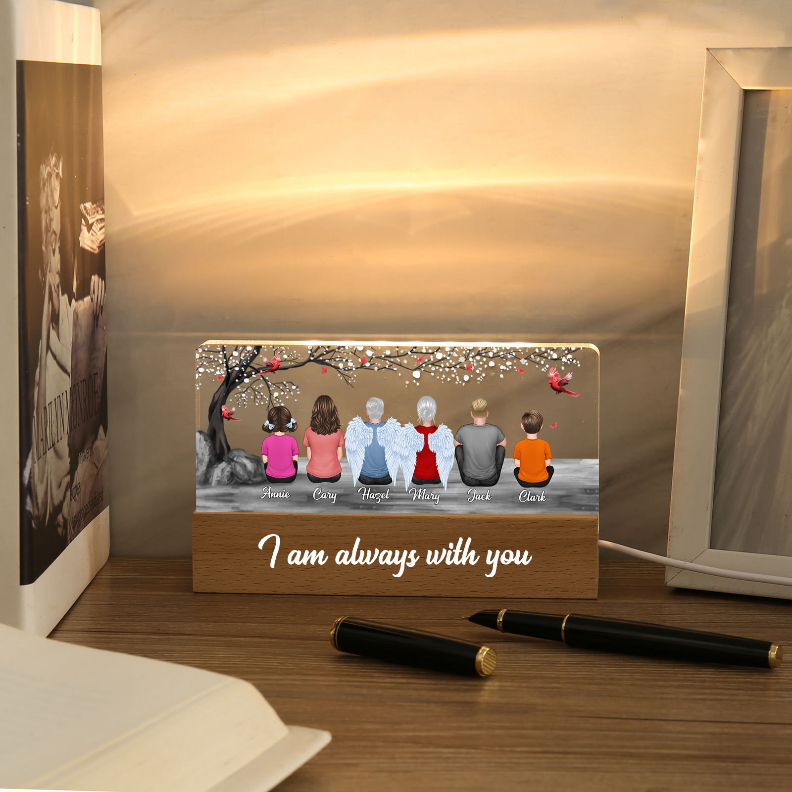 Personalised Family Angel Memorial Night Light