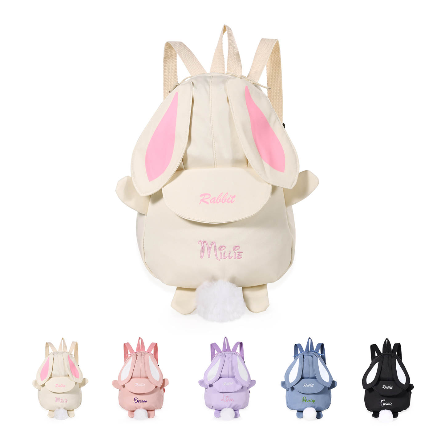 Custom Name Bunny Backpack for Kids – Personalised, Lightweight Nylon | Jessemade