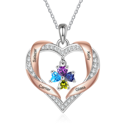 Personalised Two-Tone Birthstone Heart Necklace