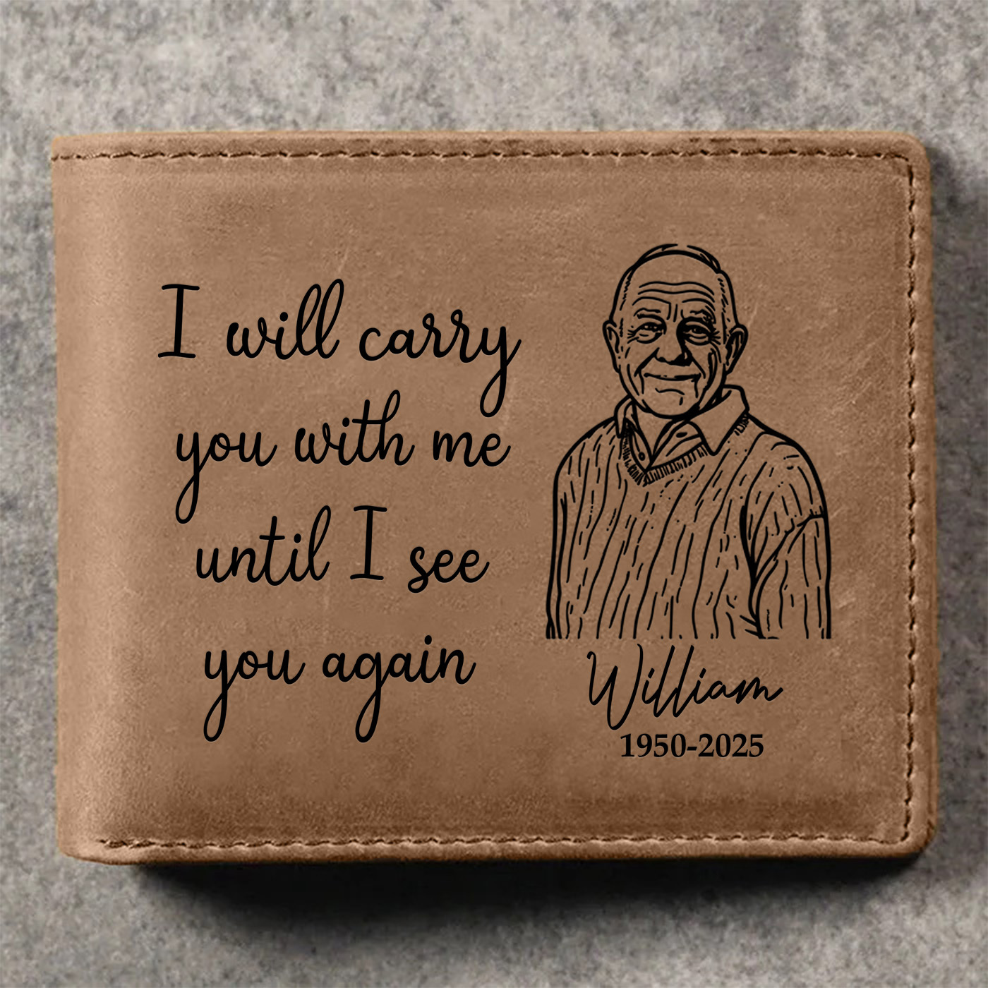 Personalised Memorial PU Leather Wallet | Jessemade