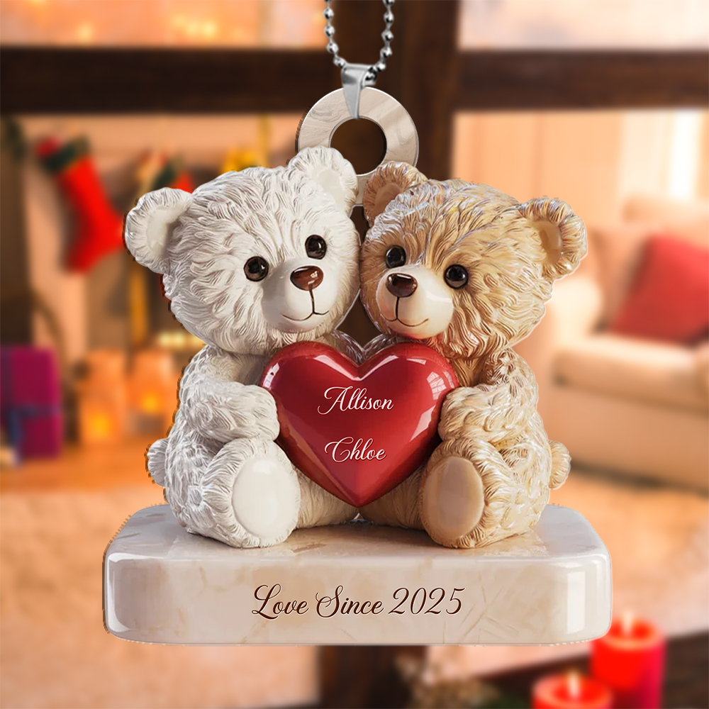 Customisable Heart-Shaped Teddy Bear Christmas Tree Decoration