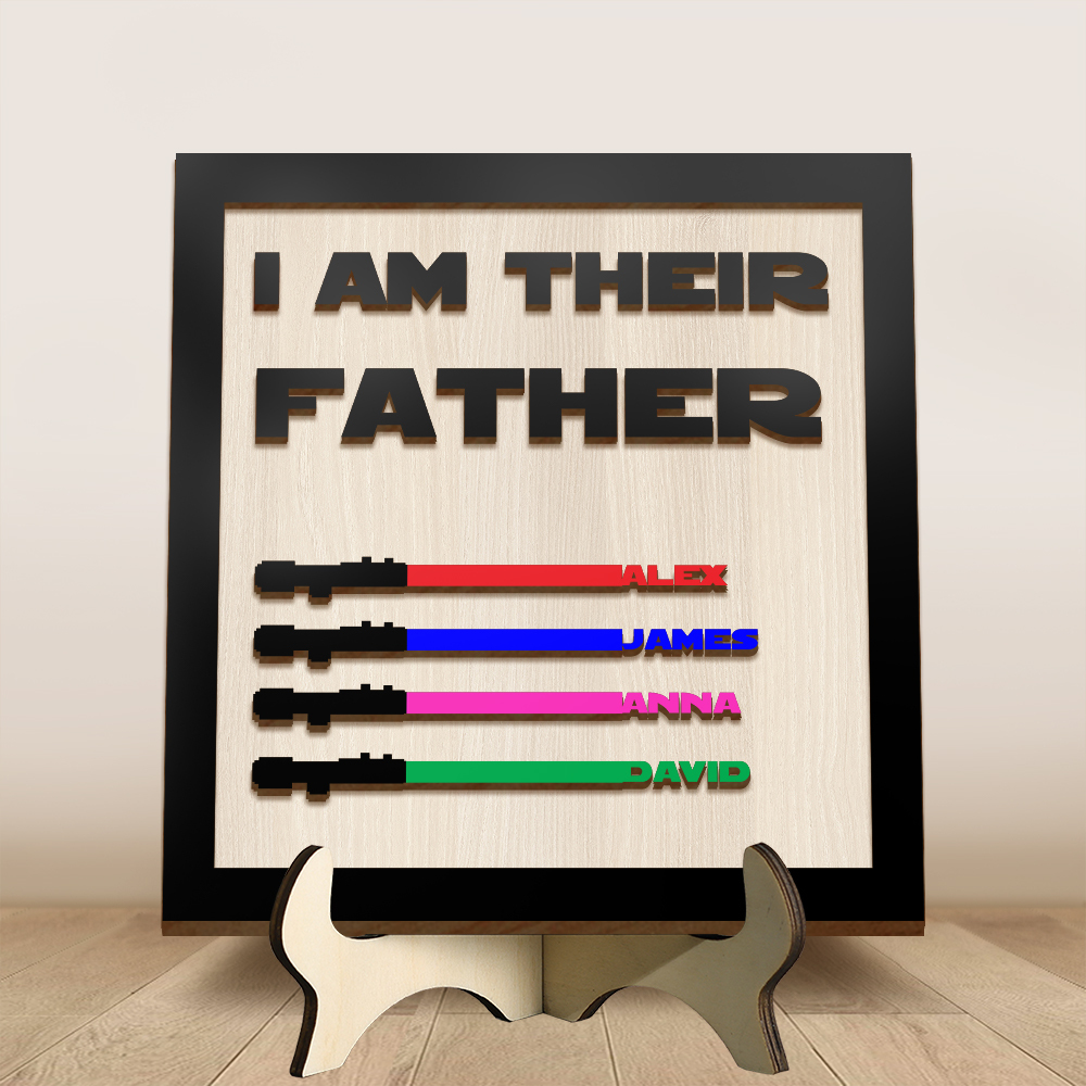 I Am Their Father Grandad Custom Wood Sign Personalised With 1-6 Kids Names Gift for Dad Grandfather | Jessemade
