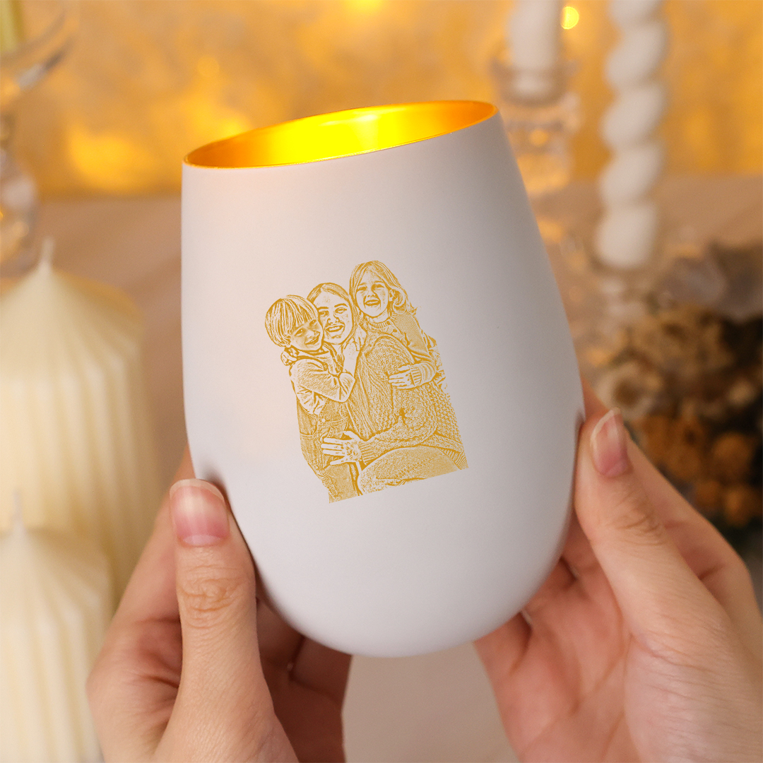 Personalised Glass Candle Holder with Photo,  gift for Mum