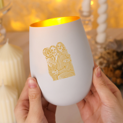 Personalised Glass Candle Holder with Photo,  gift for Mum