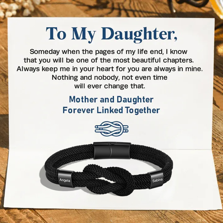 Mother and Daughter Forever Linked Together Braided Knot Bracelet Birthday Gift-Jessemade AU