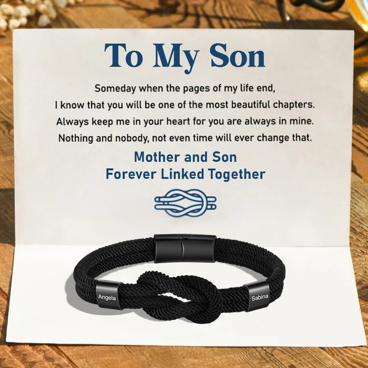 Mother and Son Forever Linked Together Braid Knot Bracelet Birthday Gift-Jessemade AU