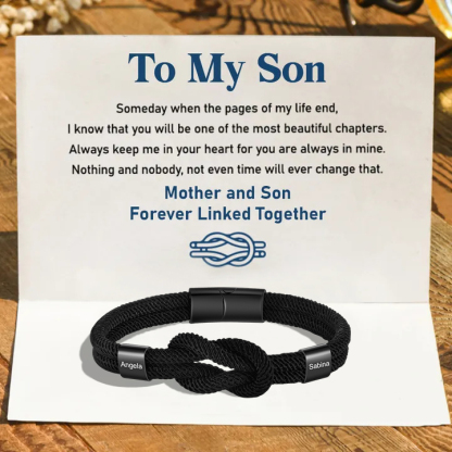 Mother and Son Forever Linked Together Braid Knot Bracelet Birthday Gift-Jessemade AU