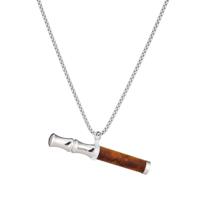 Tiger’s Eye Stone Breathing Necklace, Steel Accents