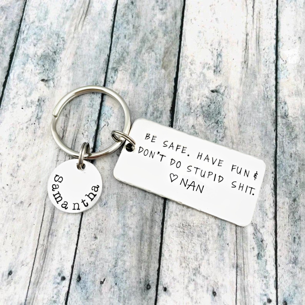 Don't Do Stupid Love Keychain Personalised Name Keyring for Teenager