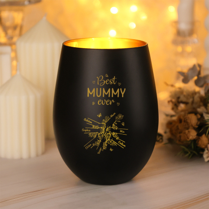 Personalized Glass Candle Holder “Best Mum/Grandma Ever” with 2–7 Children’s Names