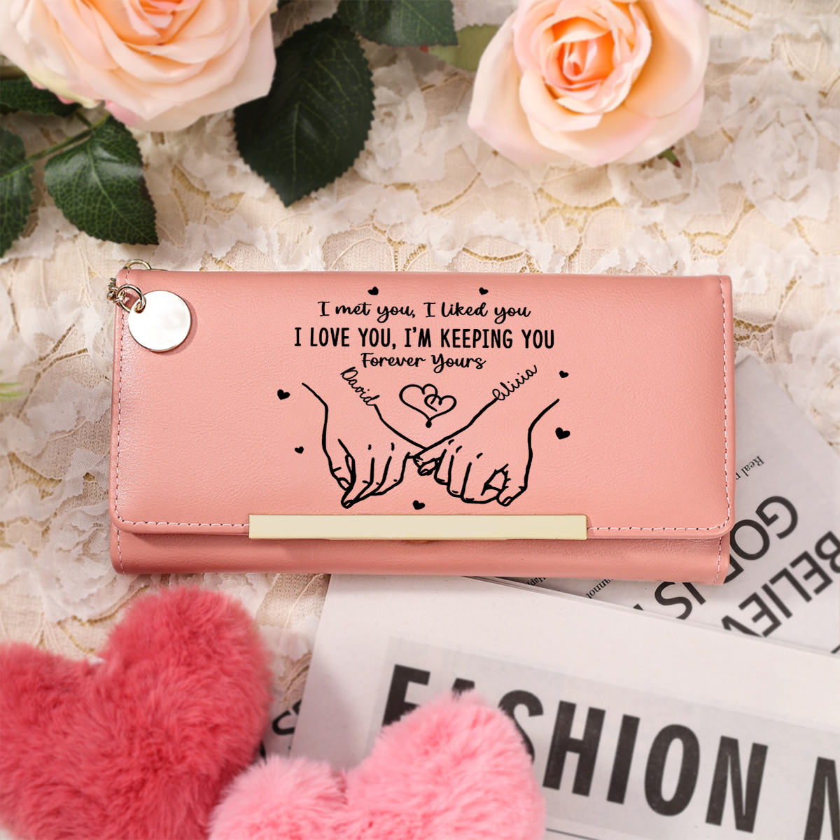 Personalised Women’s Wallet with Love Message, Pinky Promise Purse