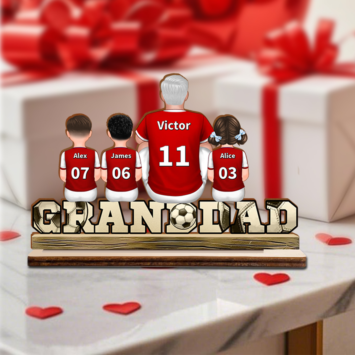 To my Granddad - Personalised Wooden Football Decoration with 2-5 Names and Children | Grandfather’s Day Gifts | Jessemade