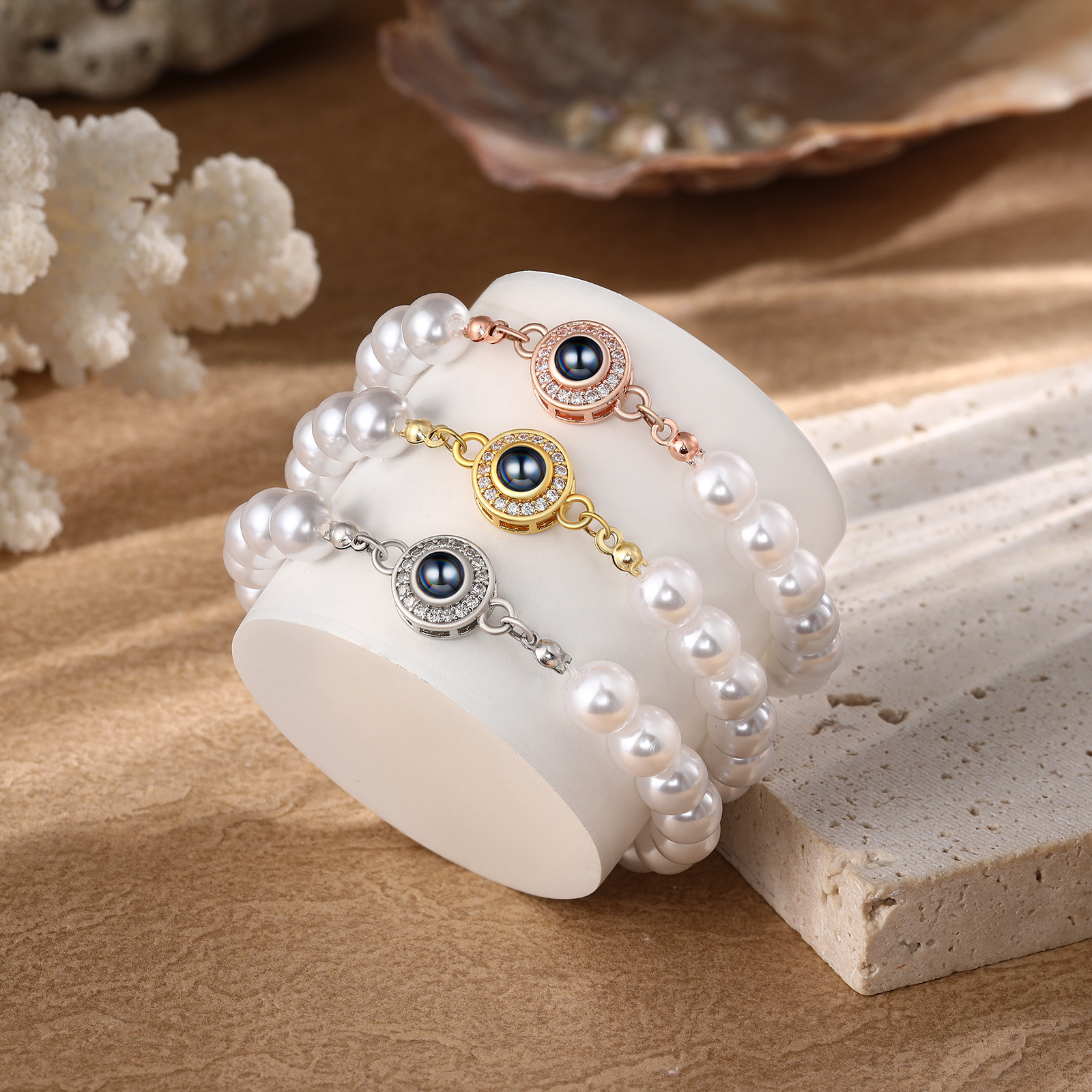 Personalised Photo Projection Pearl Bracelet