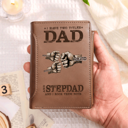 Personalised Leather Wallet Dad/Stepdad Fist Bump