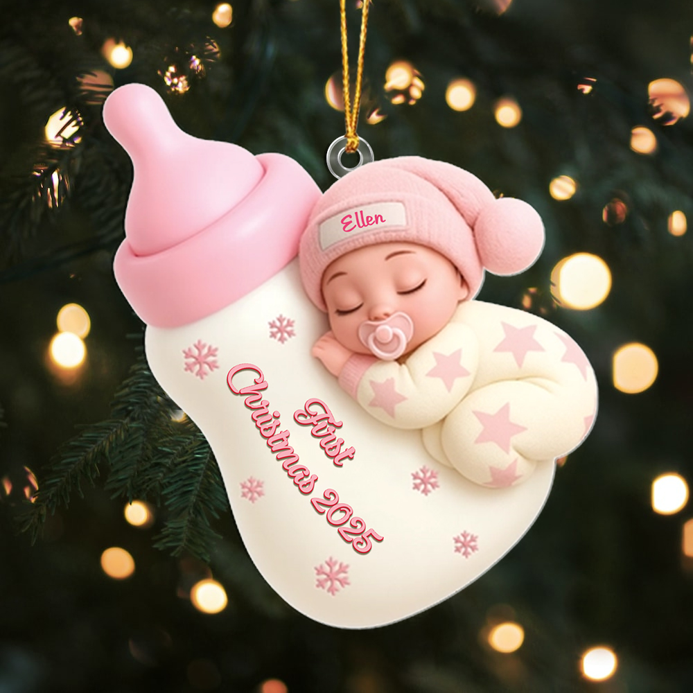 Christmas Tree Decoration Sleeping Baby with Bottle, Baby’s First Christmas Gift