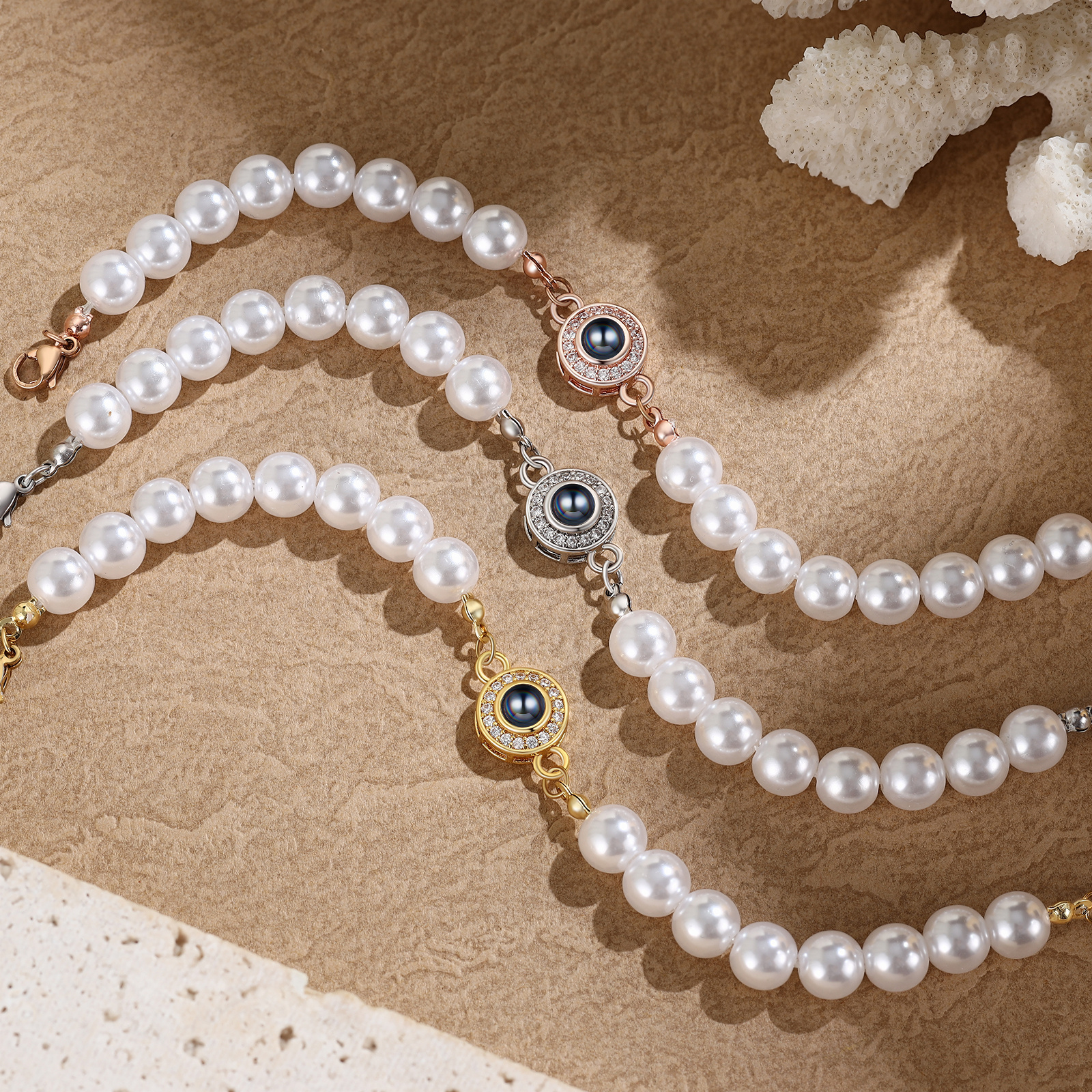 Personalised Photo Projection Pearl Bracelet